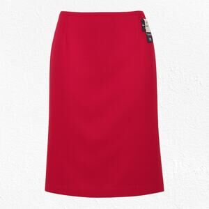 Vintage 90s Sag Harbor Red Wool Midi Skirt Career Holiday Woolmark Skirt Size 16